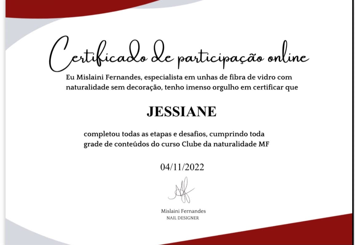 Certificado do curso Clube da Naturalidade MF